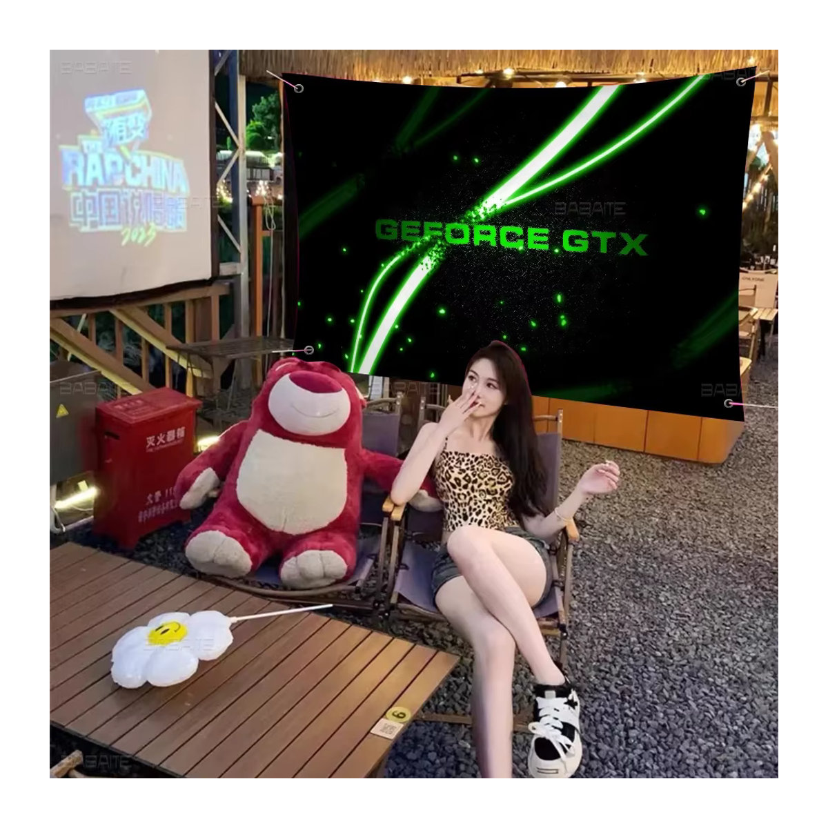 Nvidia Logo Banner aus Textil in Schwarz als hängende Dekoration für Outdoor-Partys - Bild 2