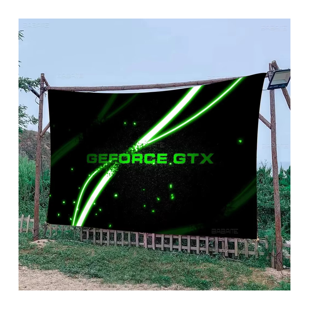 Nvidia Logo Banner aus Textil in Schwarz als hängende Dekoration für Outdoor-Partys - Bild 4