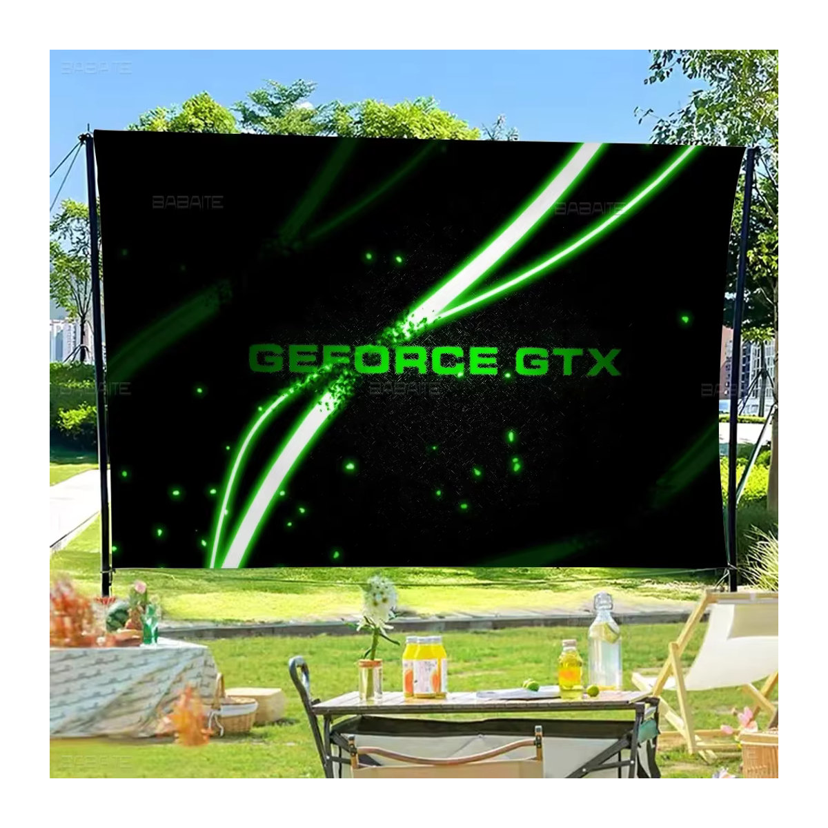 Nvidia Logo Banner aus Textil in Schwarz als hängende Dekoration für Outdoor-Partys - Bild 5