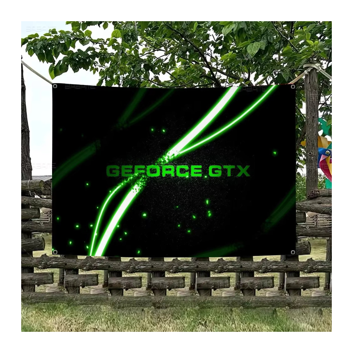 Nvidia Logo Banner aus Textil in Schwarz als hängende Dekoration für Outdoor-Partys - Bild 6