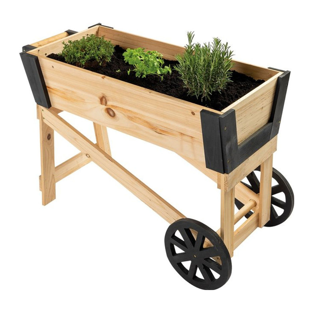 NYVI Pflanzbeet NYVIGreen Mini aus Massivholz in Natur mit Rädern für Gemüse, Kräuter und Blumen - Bild 1