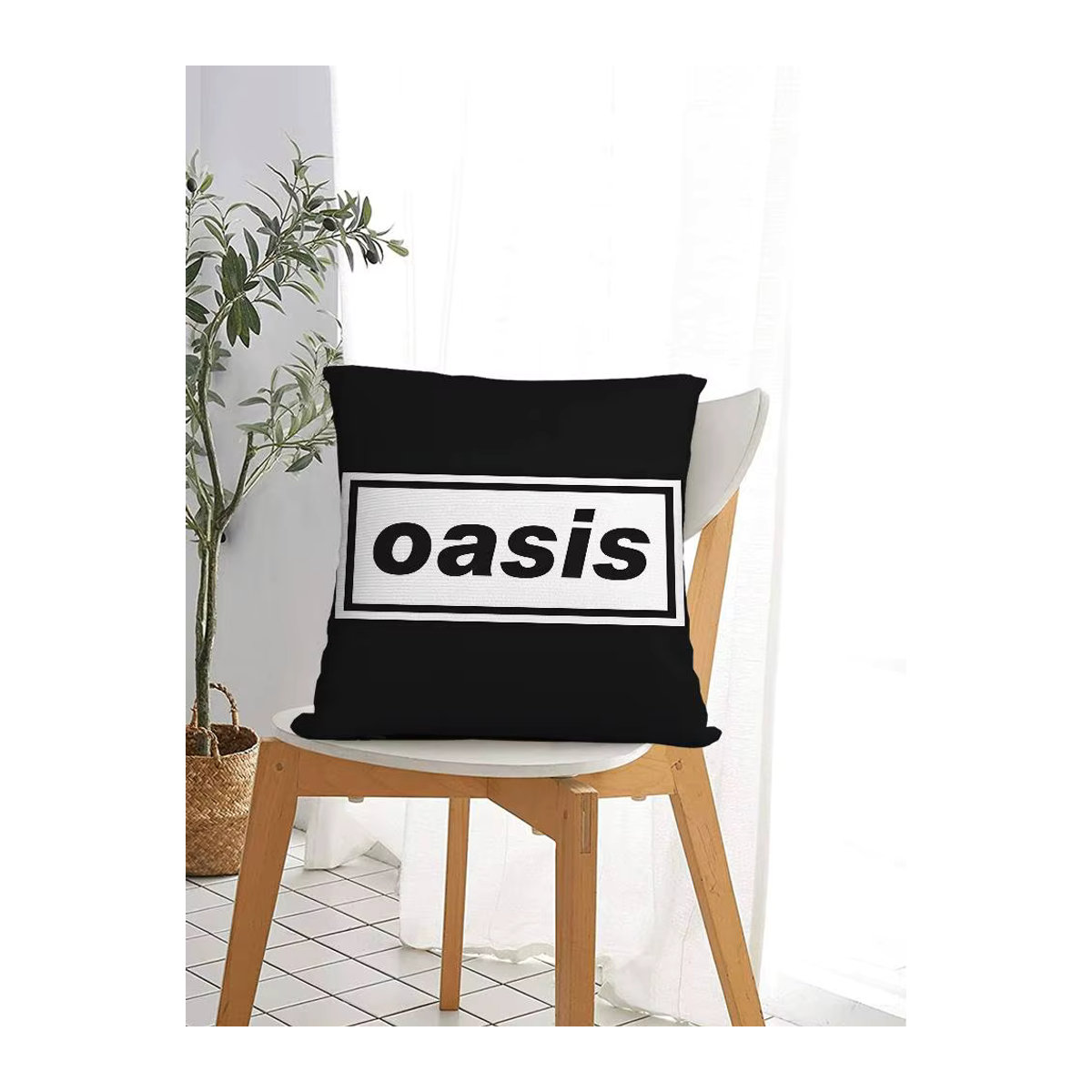 O-Oasis Rock Band Kissenbezug aus Plüsch in Schwarz mit doppelseitigem Druck für dein Sofa oder Zuhause - Bild 7
