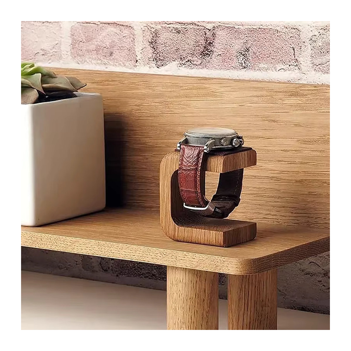 OAKCHARM Uhrenhalter und Schmuck-Organizer aus massivem Holz in geometrischem Design - Bild 2