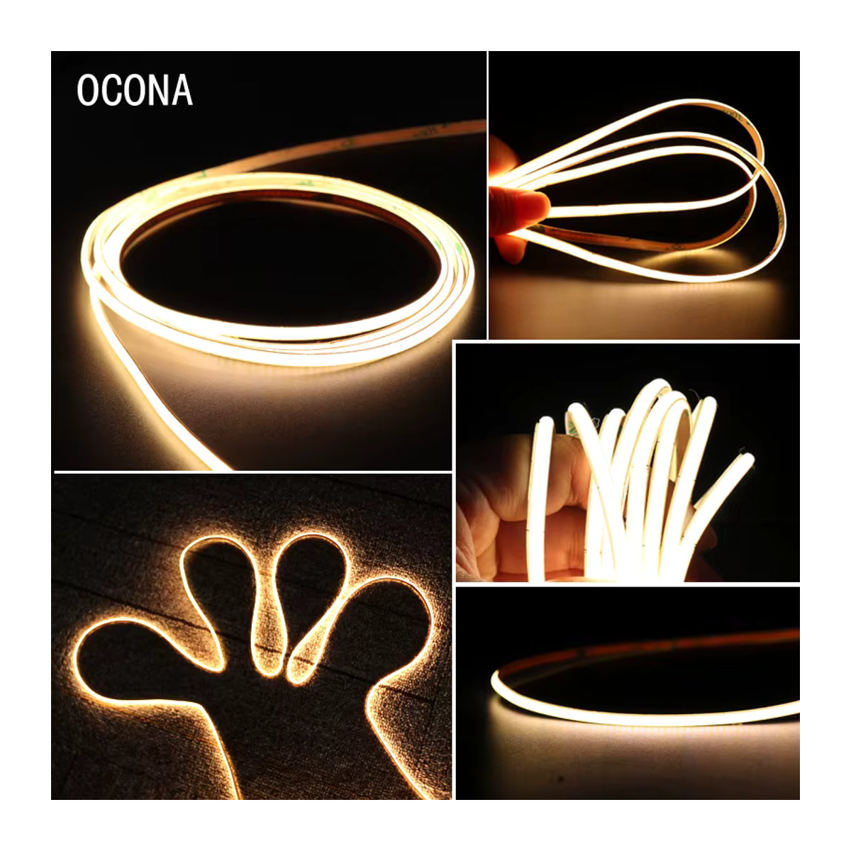 OCONA COB-LED-Streifenlicht warmweiß, 4 mm superdünn, 480 LEDs/m, dimmbar, flexibles Klebeband - Bild 2