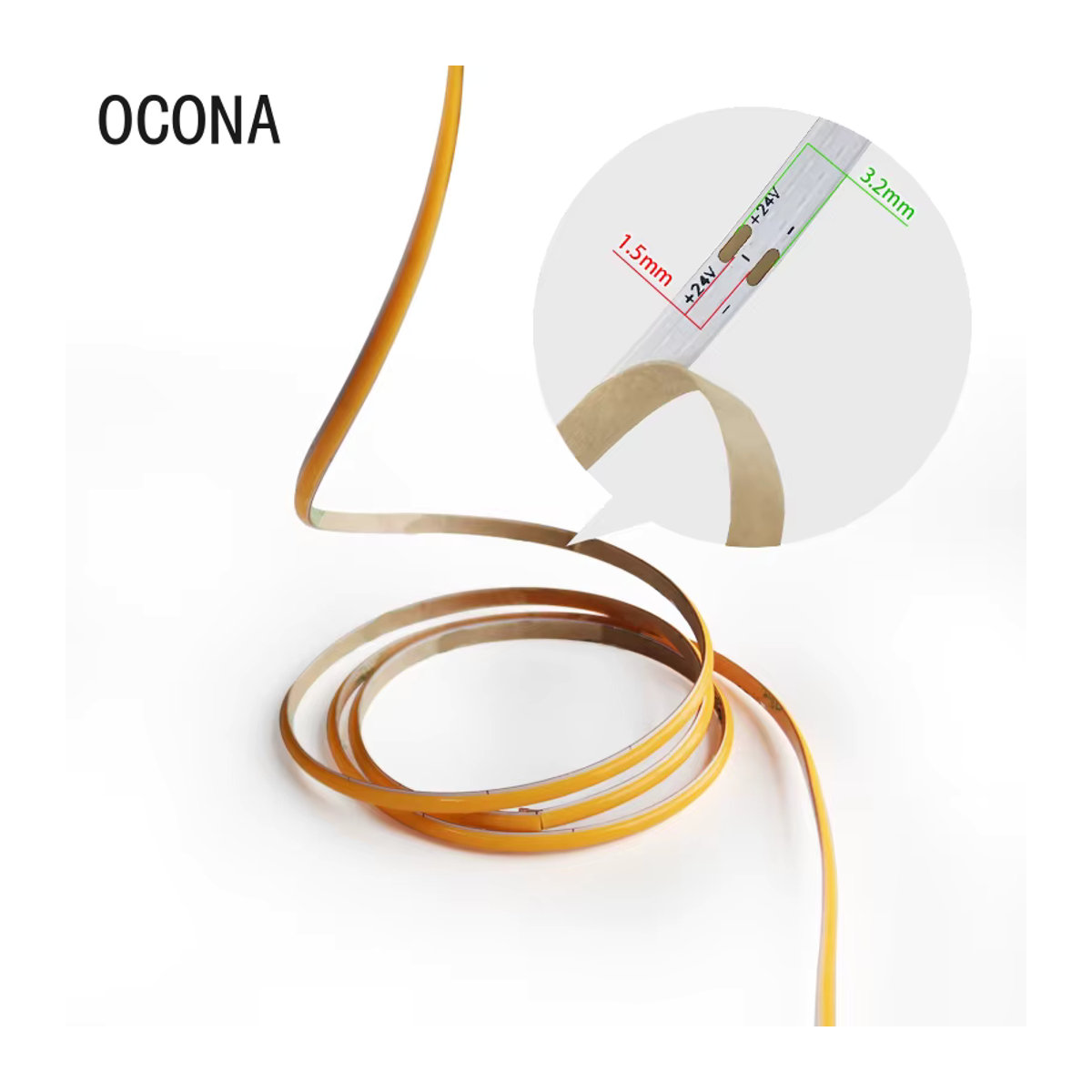OCONA COB-LED-Streifenlicht warmweiß, 4 mm superdünn, 480 LEDs/m, dimmbar, flexibles Klebeband - Bild 3