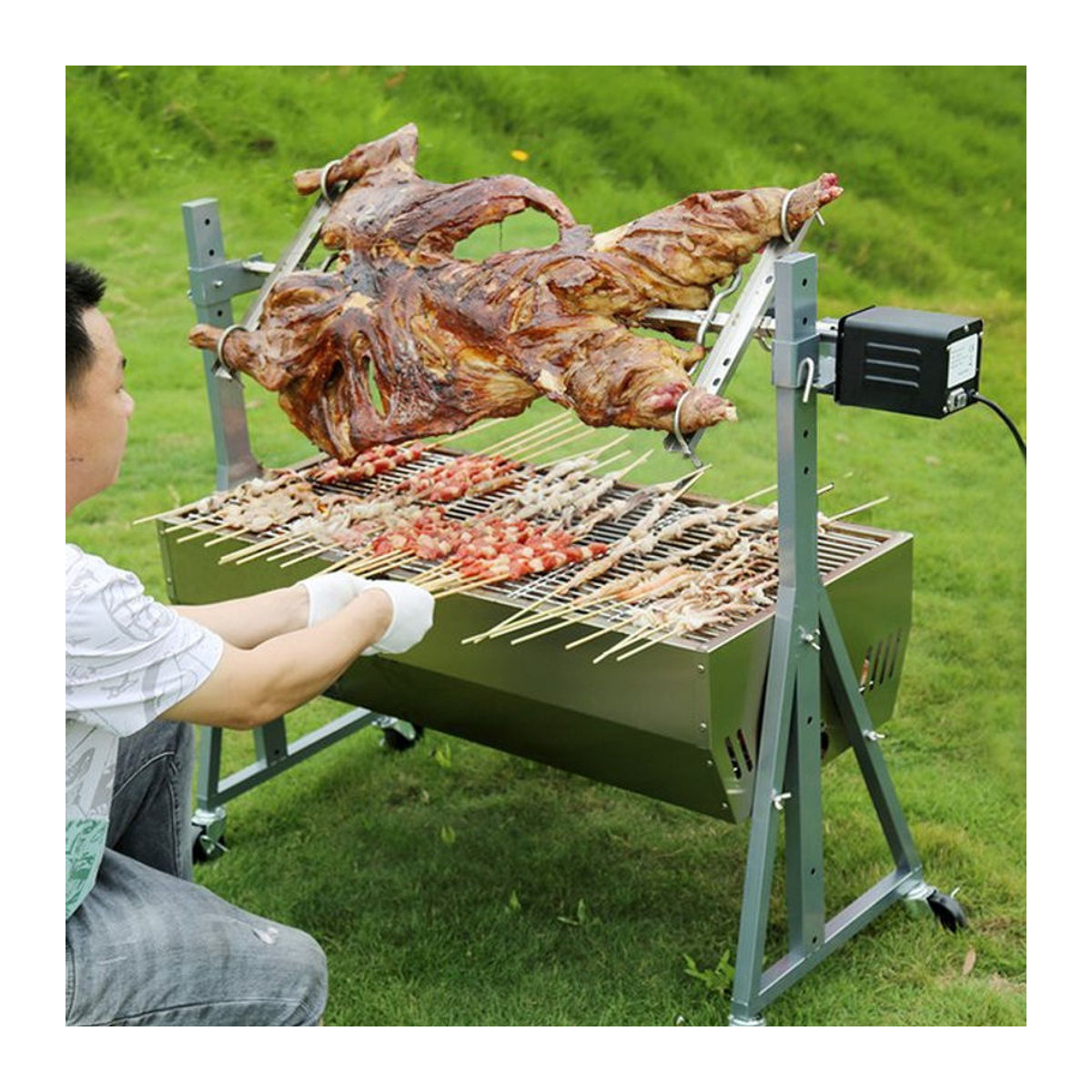 OEING Faltbarer Campingofen aus Edelstahl für Brennholz und Kohlen zum Grillen und Kochen beim Wandern - Bild 1