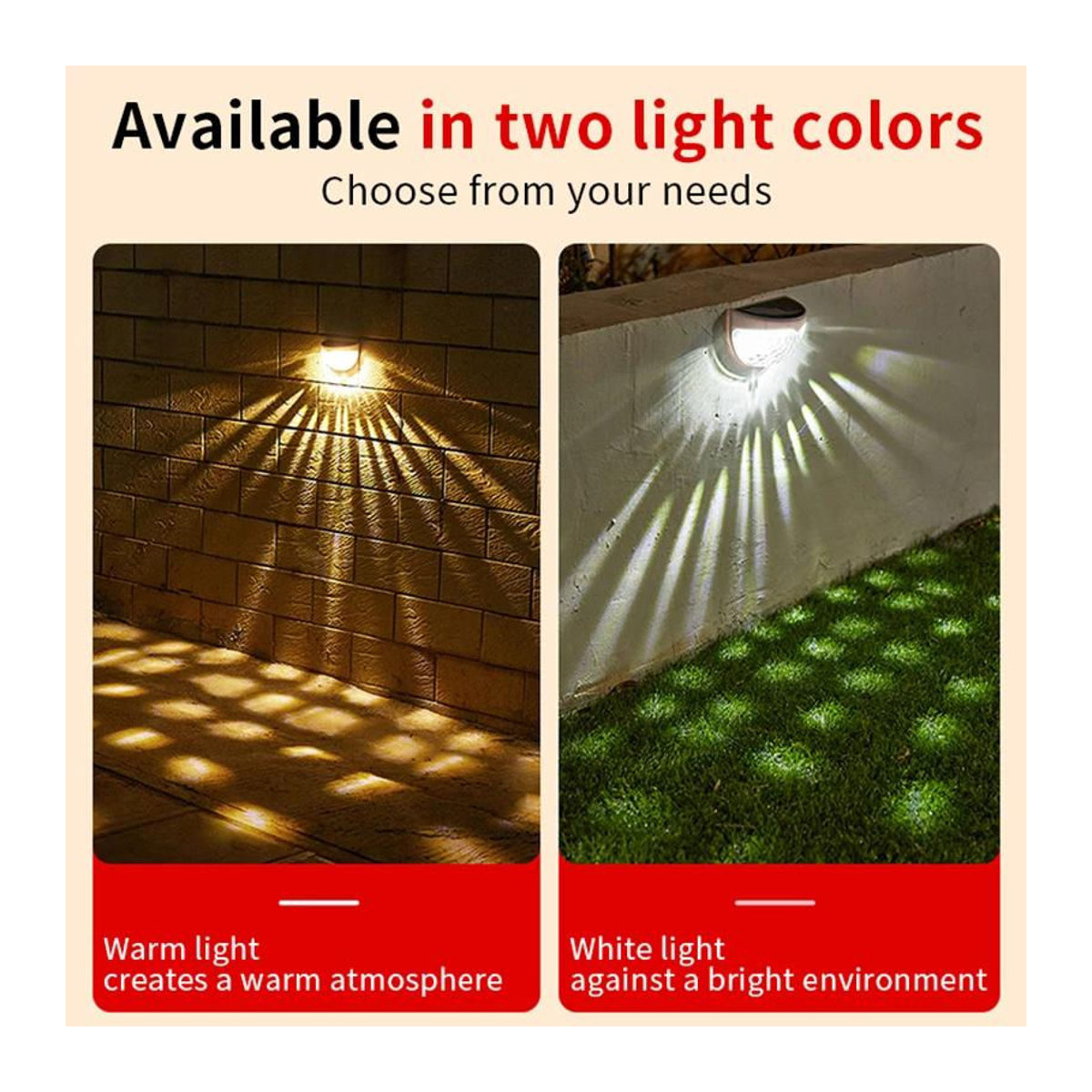 OEING Solar-Wandleuchte LED in Weiß mit warmweißem Licht, moderne halbrunde Außenbeleuchtung für Garten und Treppe - Bild 11
