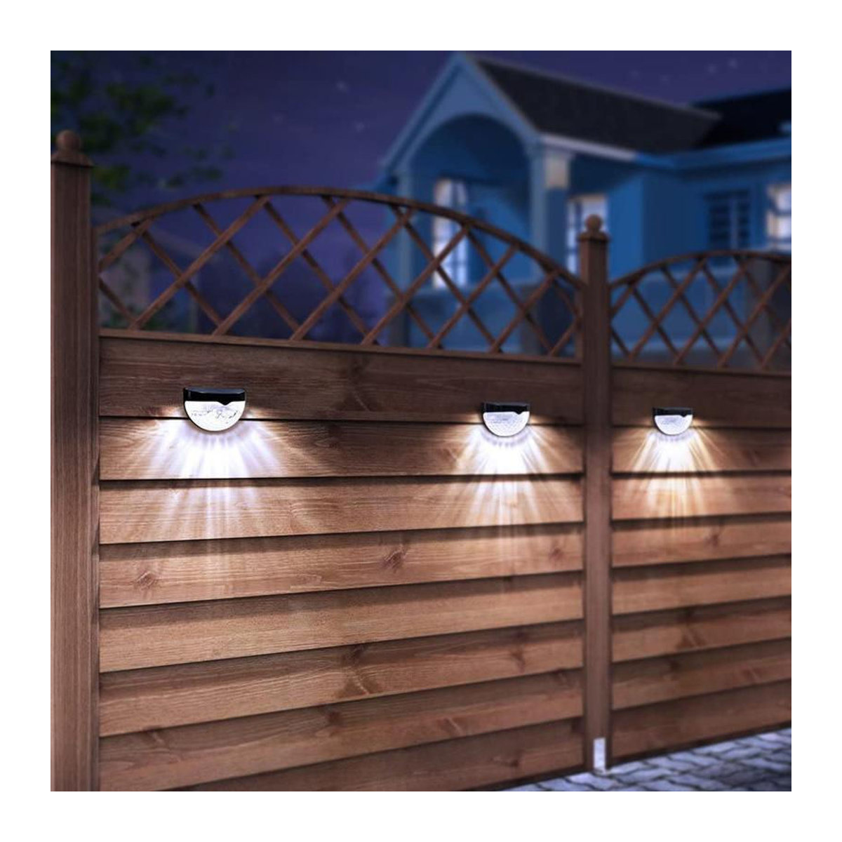 OEING Solar-Wandleuchte LED in Weiß mit warmweißem Licht, moderne halbrunde Außenbeleuchtung für Garten und Treppe - Bild 4