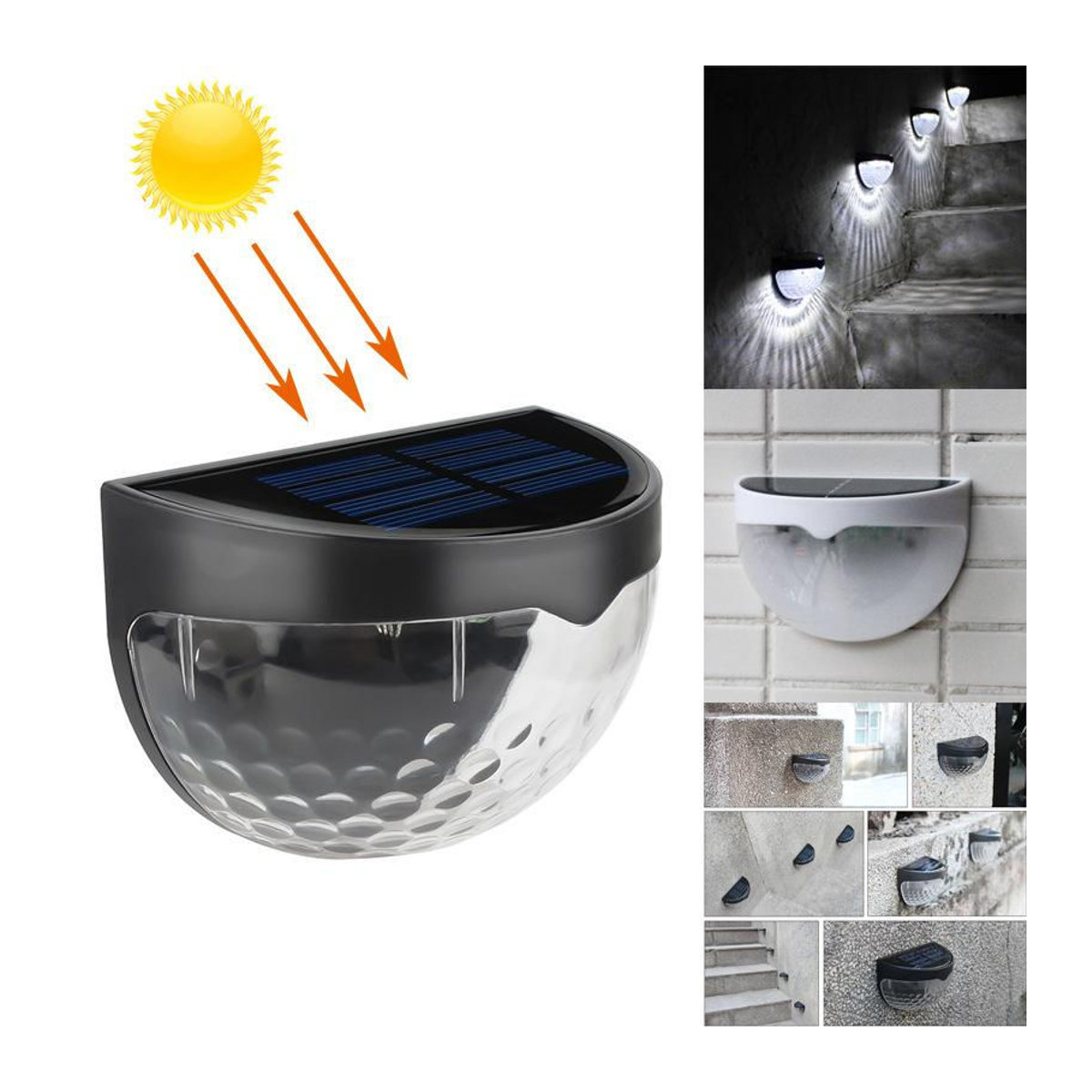 OEING Solar-Wandleuchte LED in Weiß mit warmweißem Licht, moderne halbrunde Außenbeleuchtung für Garten und Treppe - Bild 6