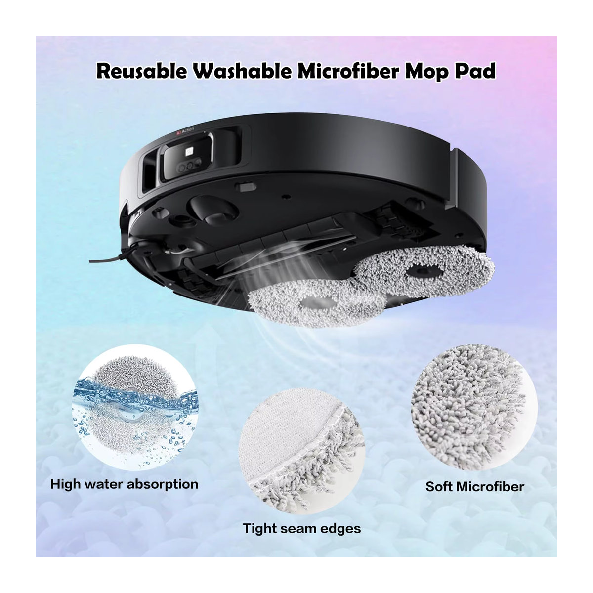 OEMG Mopptuch aus Mikrofaser in Grau für Dreame Roboterstaubsauger X50 Ultra, L20 Ultra, L10s Pro Ultra, X30 Ultra, L10s Pro Gen2, L10s Plus, L40 Ultra, X40 Ultra - Bild 3
