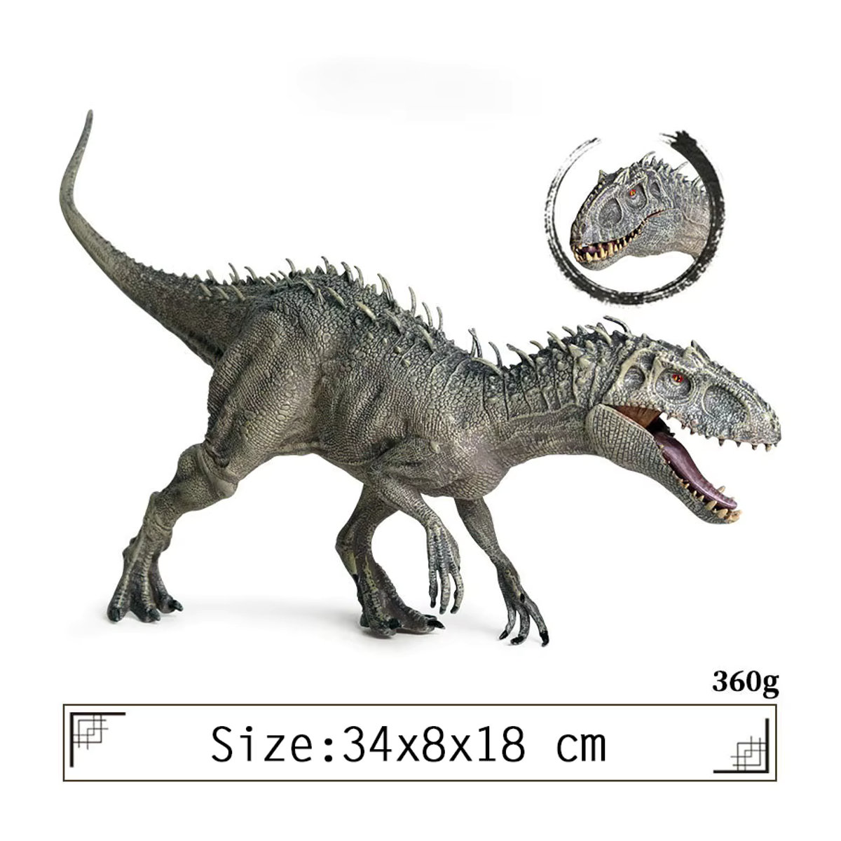 Oenux Indominus Rex Dinosaurier Figur in Grau aus Kunststoff - Bild 2