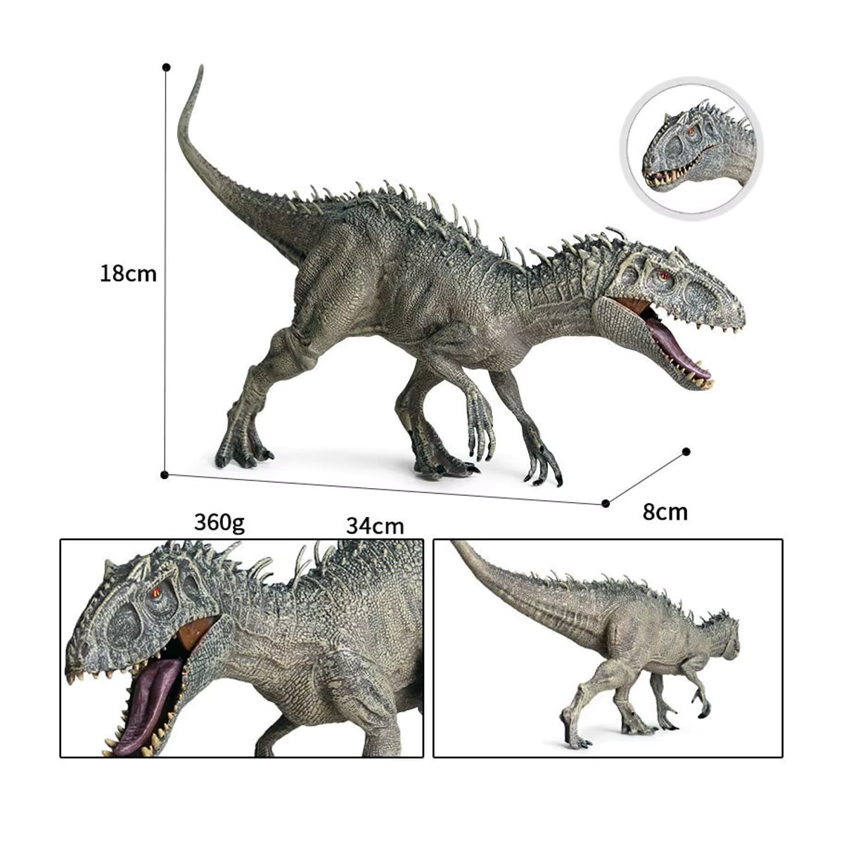 Oenux Indominus Rex Dinosaurier Figur in Grau aus Kunststoff - Bild 4