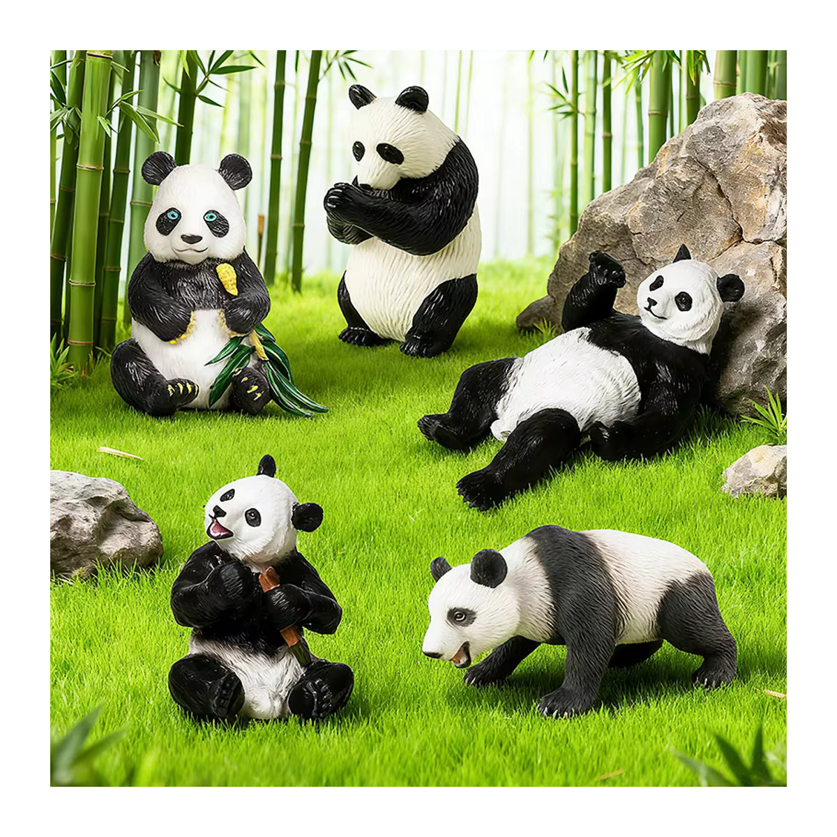 Oenux Panda Actionfigur aus PVC in Schwarz und Weiß als dekorative Tierfigur und Kinderspielzeug - Bild 4