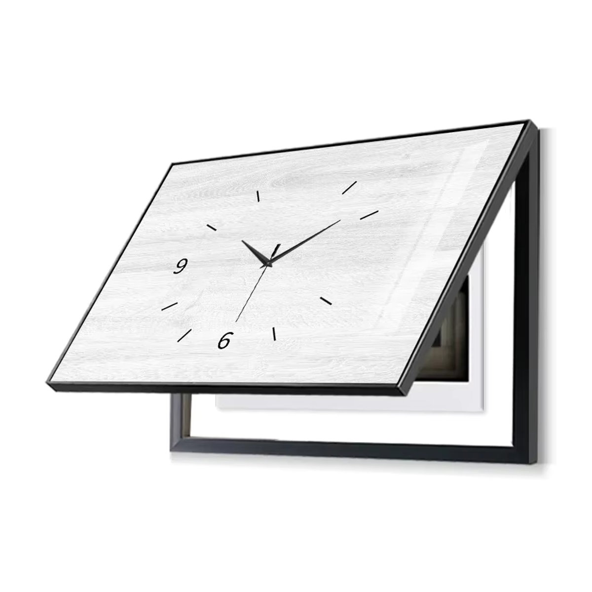 Oeny Wanduhr mit dekorativer Malerei in modernem Design aus Holz und Metall, weiß, rechteckig, geräuschlos - Bild 3