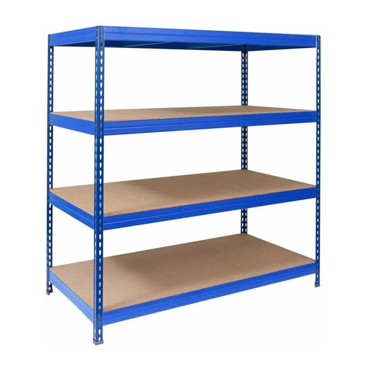 Office Marshal Mammut Weitspannregal aus Metall und Holz in Blau, B/T/H: 160 x 60 x 139 cm - Bild 1