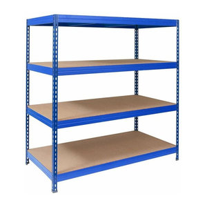 Office Marshal Mammut Weitspannregal Blau aus Metall und Holzwerkstoff B/H/T: 150 x 127 x 80 cm