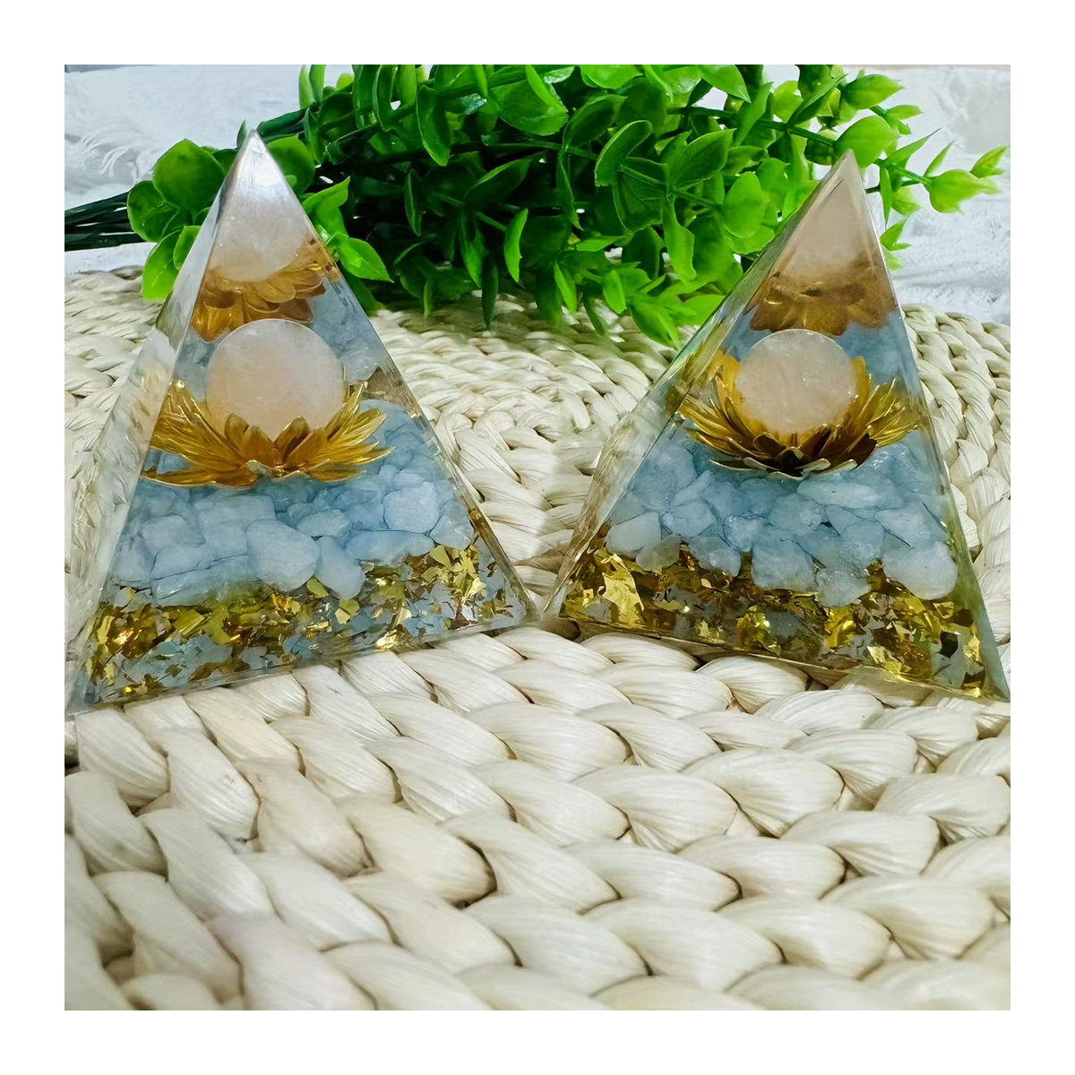 Ogan Blume des Lebens Kristall Pyramide Generator aus Kunstharz in Blau - Bild 6
