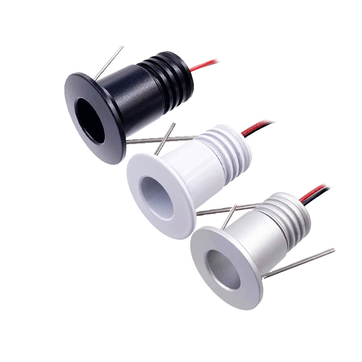 Ohlite LED Einbaustrahler Set 6 Stück, dimmbar, 12V, 1W, IP65 Mini Spot für Küchenschrank und Treppenbeleuchtung, Schwarz - Bild 2