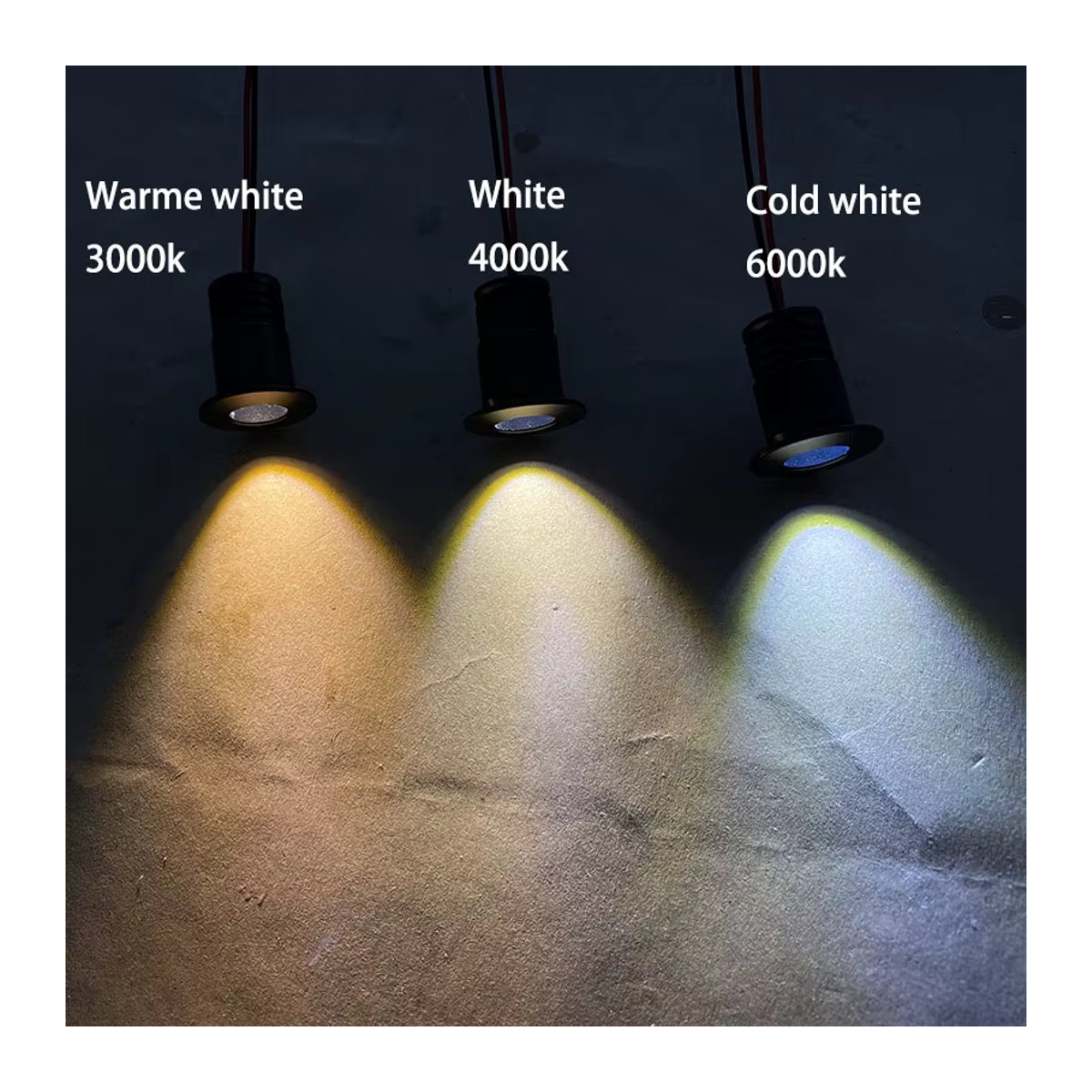 Ohlite LED Einbaustrahler Set 6 Stück, dimmbar, 12V, 1W, IP65 Mini Spot für Küchenschrank und Treppenbeleuchtung, Schwarz - Bild 3