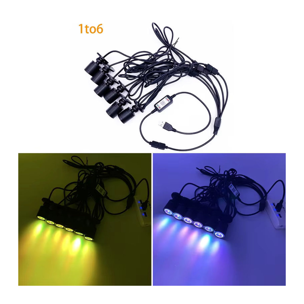 Ohlite RGB LED Einbaustrahler mit Bluetooth APP Steuerung und USB 5V Anschluss für Vitrine und Regal in Bunt, Weiß oder Schwarz - Bild 3