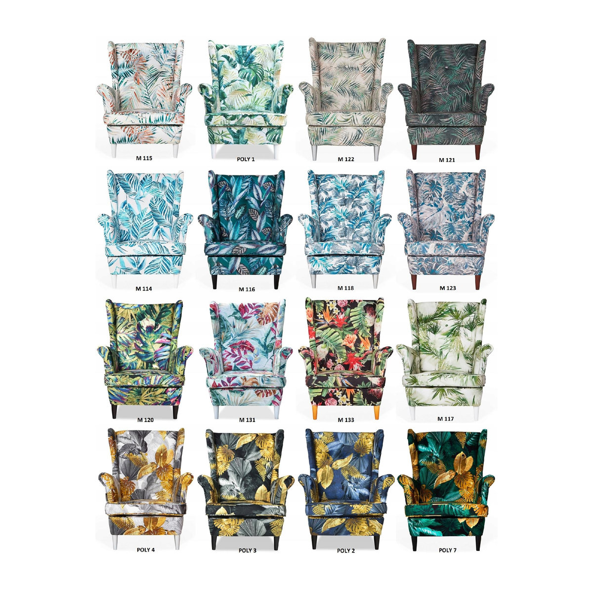 Ohrensessel ARI PRINT mit Hocker von Family Meble im skandinavischen Design, gemustert, B/T/H: 84 x 92 x 104 cm - Bild 2