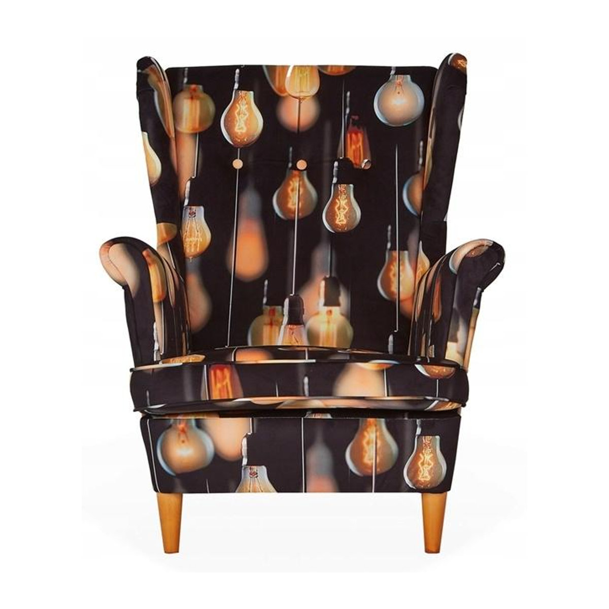 Ohrensessel ARI PRINT von Family Meble im skandinavischen Design mit Print-Muster und Buchenholz-Elementen, B/T/H: 84 x 92 x 104 cm - Bild 3