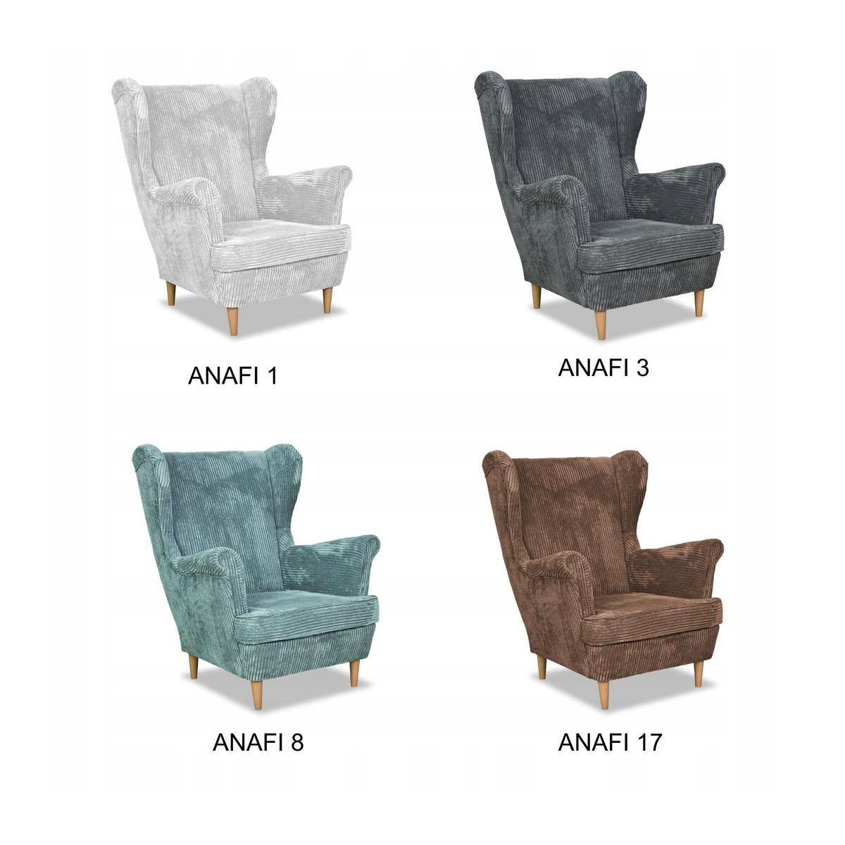 Ohrensessel Bonito von Family Meble im skandinavischen Design aus blau marine Kord - Bild 2