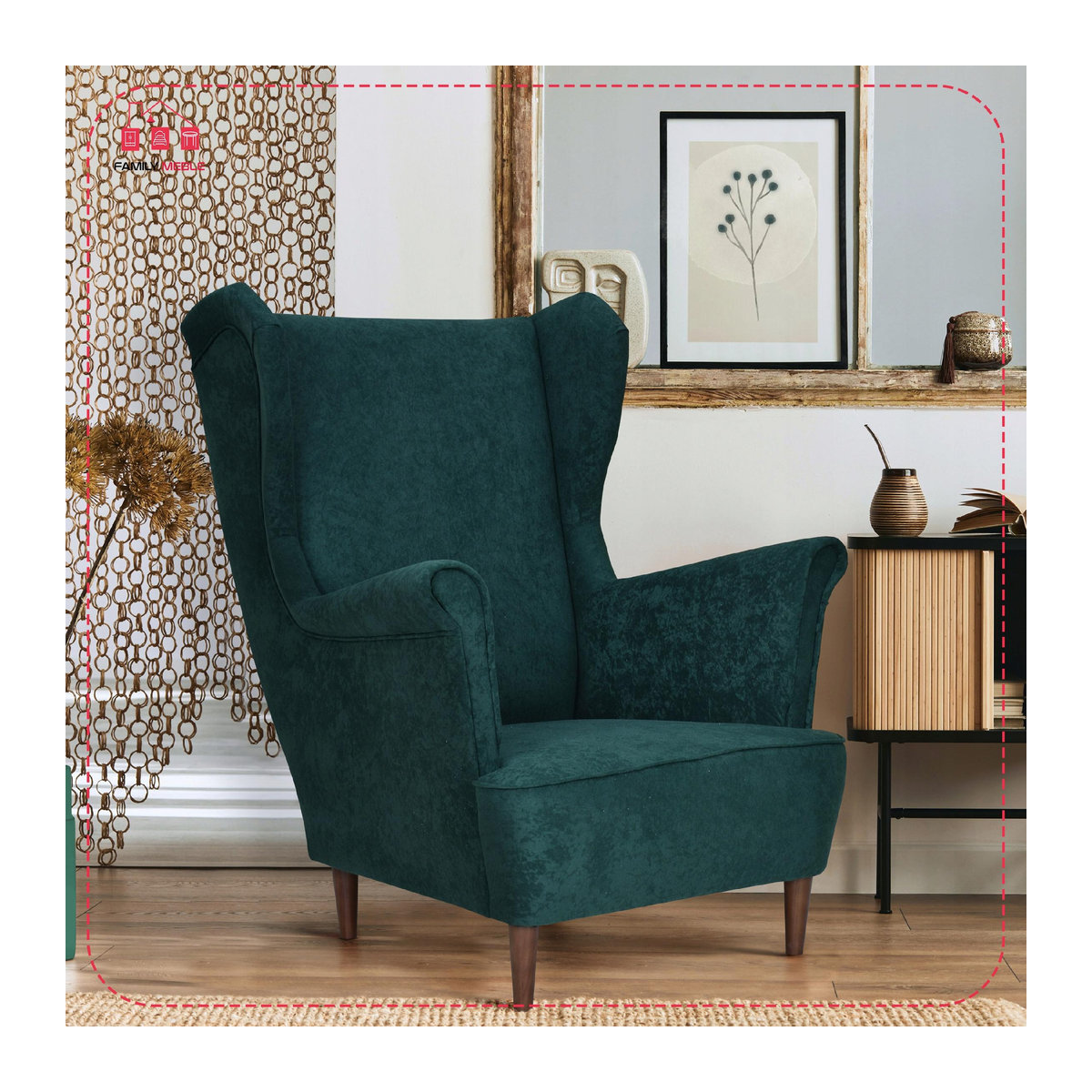 Ohrensessel Max von Family Meble im skandinavischen Design aus Velours-Stoff in Grau Silbergrau - Bild 3