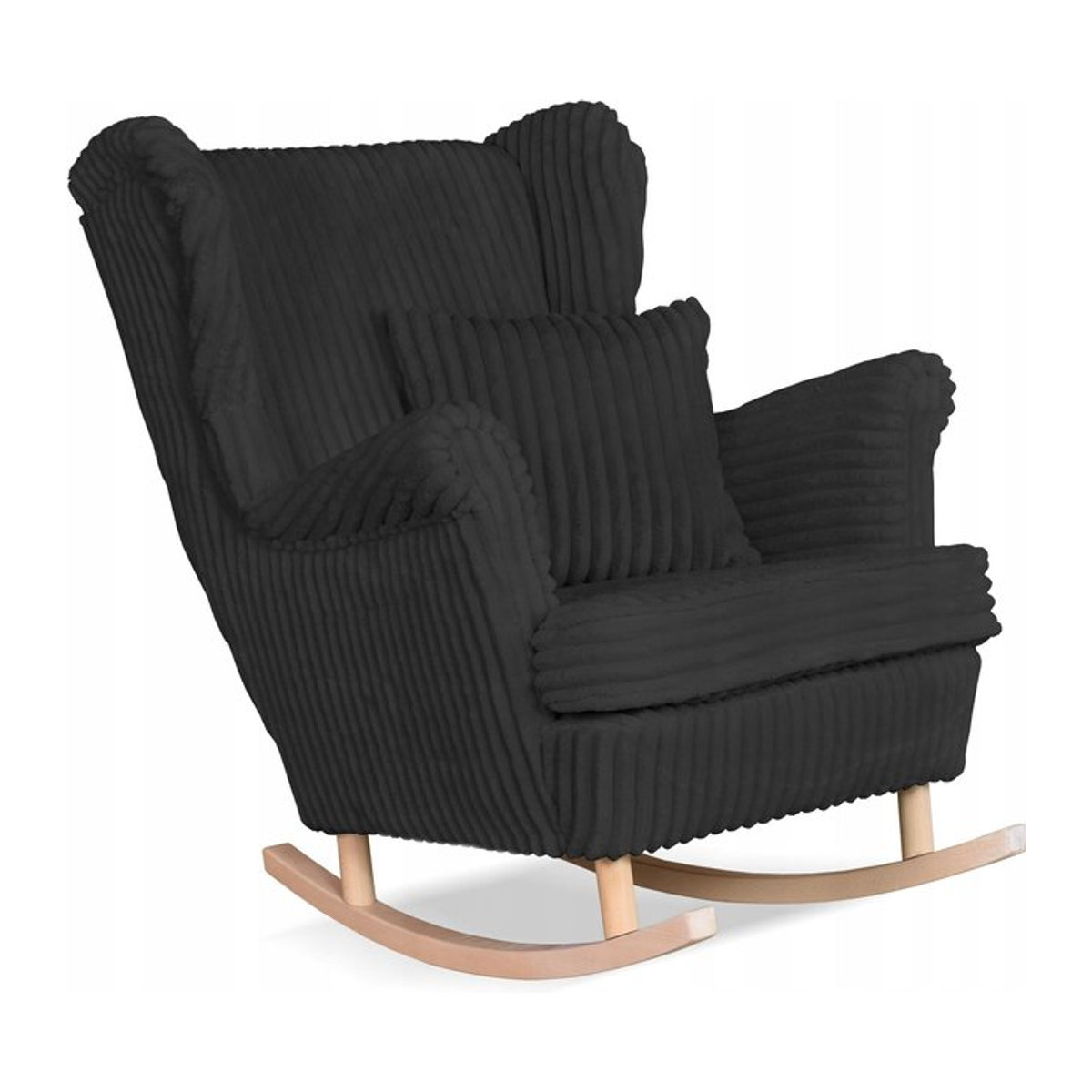 Ohrensessel Rene Schaukel von Family Möbel im skandinavischen Design aus Cord in Schwarz, B/T/H: 84 x 92 x 104 cm - Bild 1