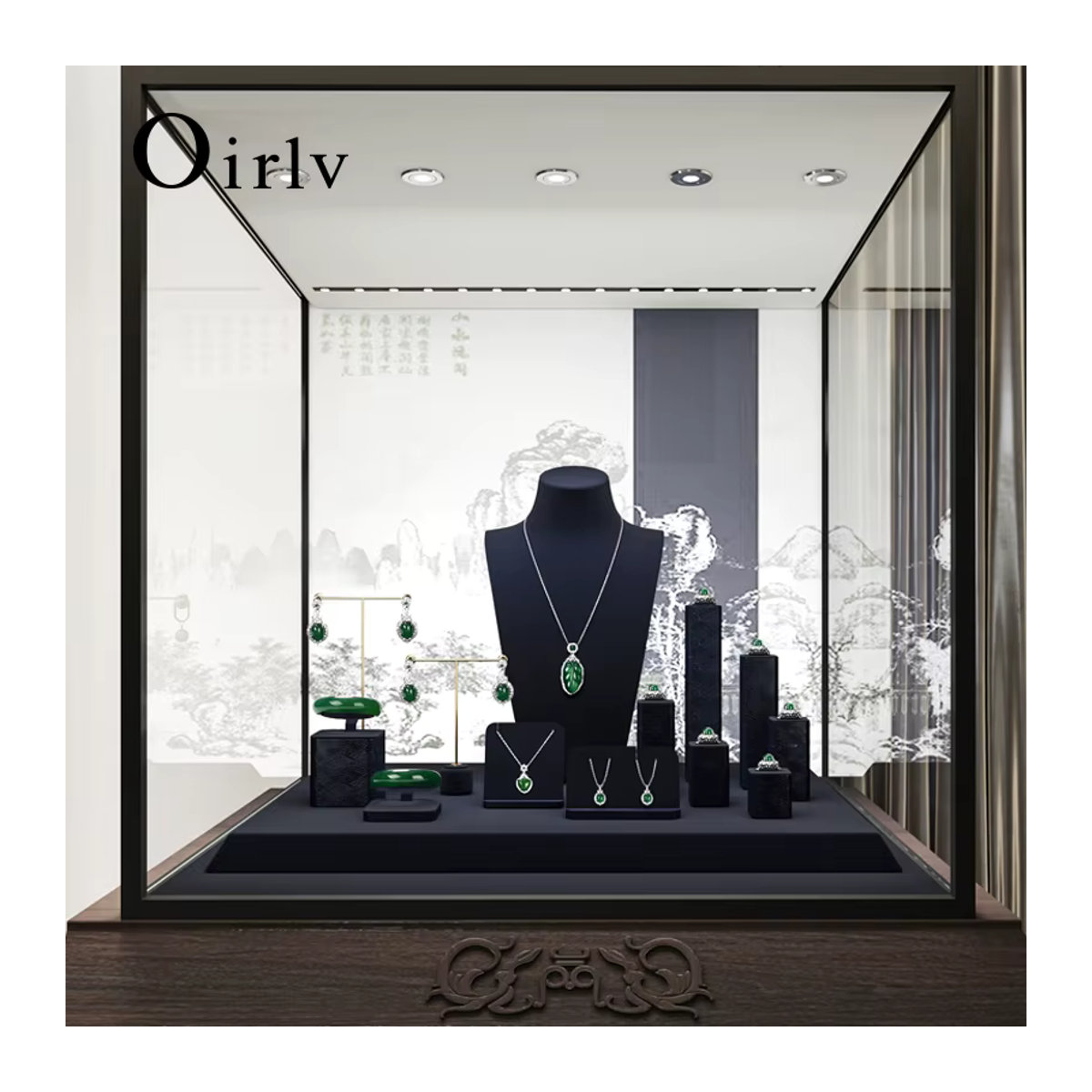 Oirlv Schmuck Display Set in Blau und Schwarz mit Textiloberfläche für Halsketten, Uhren, Ringe und Ohrringe - Bild 3