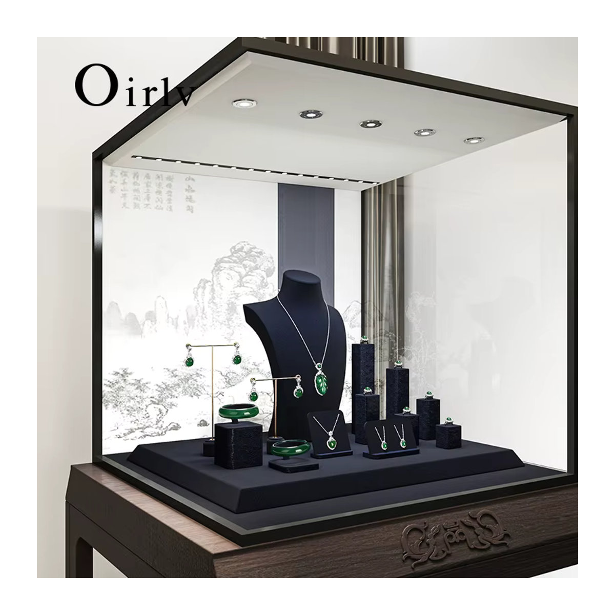Oirlv Schmuck Display Set in Blau und Schwarz mit Textiloberfläche für Halsketten, Uhren, Ringe und Ohrringe - Bild 4