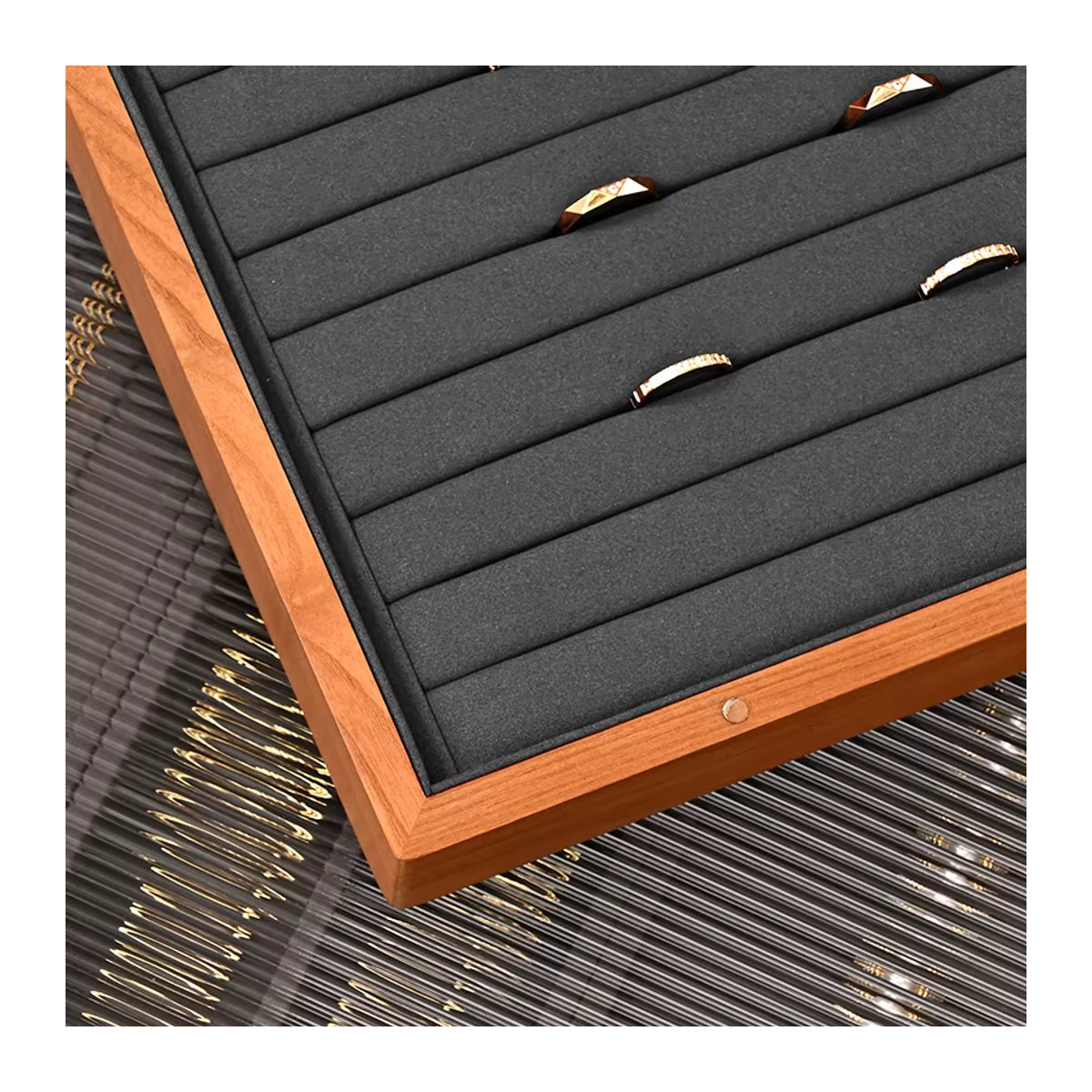 Oirlv Schmuckschatulle aus Holz in Grau und Braun als minimalistischer Organizer für Ringe, Halsketten, Ohrringe und Armbänder - Bild 5