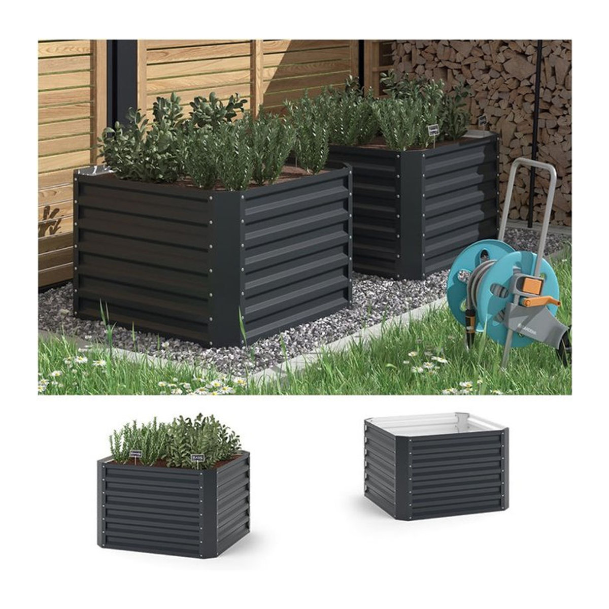 OK-Living Hochbeet in Anthrazit B: 90 cm x B: 90 cm - Bild 1
