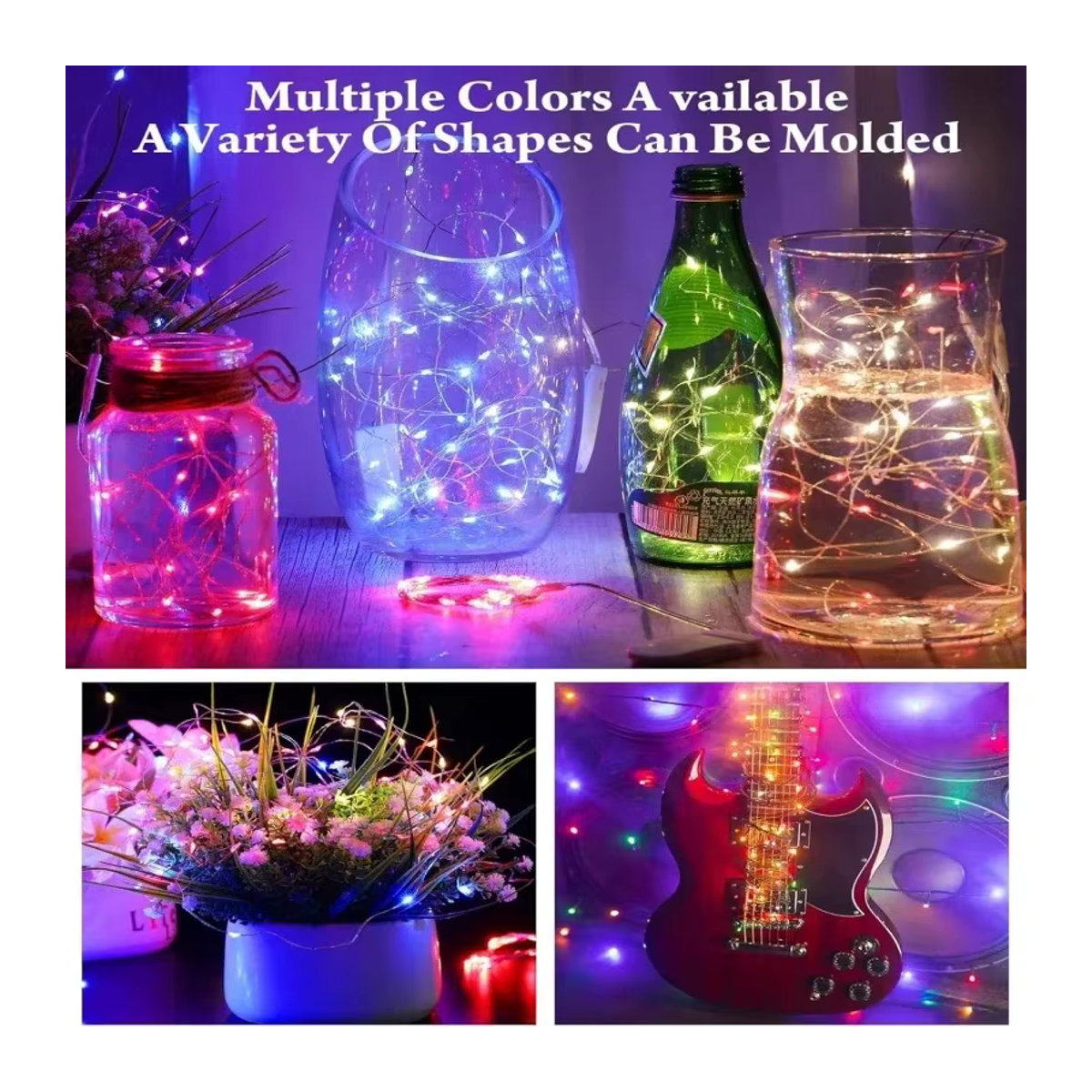 OKAL RED EAST LED-Lichterkette mit Silberdraht und Sternenlichtern, batteriebetrieben und wasserdicht - Bild 5