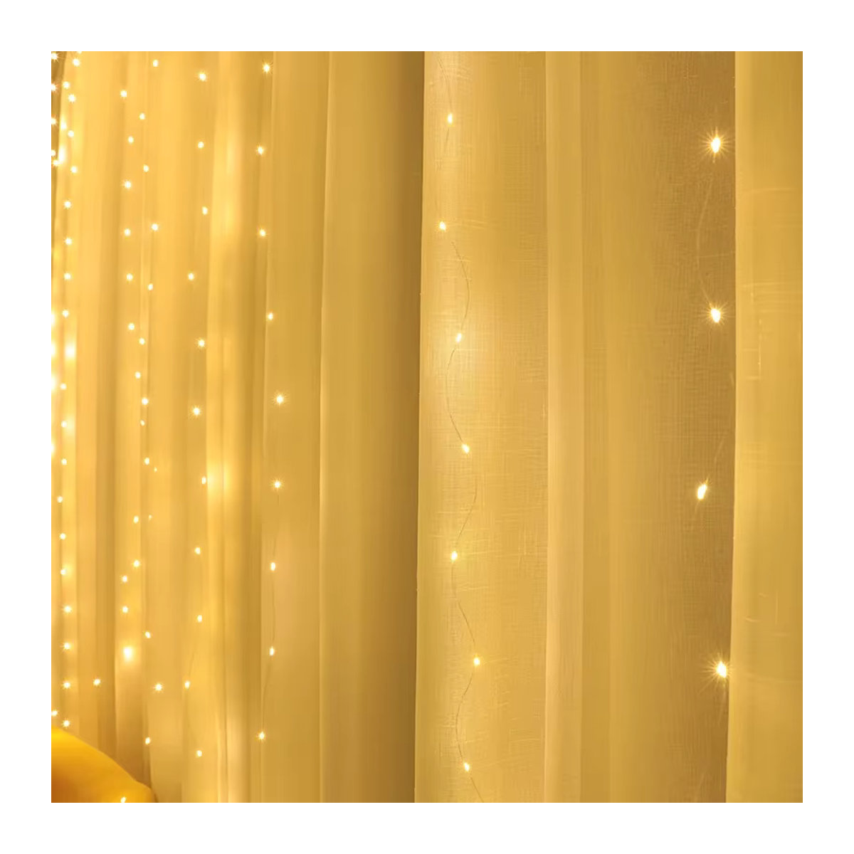 OKAL RED EAST LED-Vorhangleuchten in Gelb mit Fernbedienung und 8 Modi, USB-Feenkette zur Dekoration für Schlafzimmer und Hochzeit, B/H: 3 x 1 m oder 3 x 3 m - Bild 3