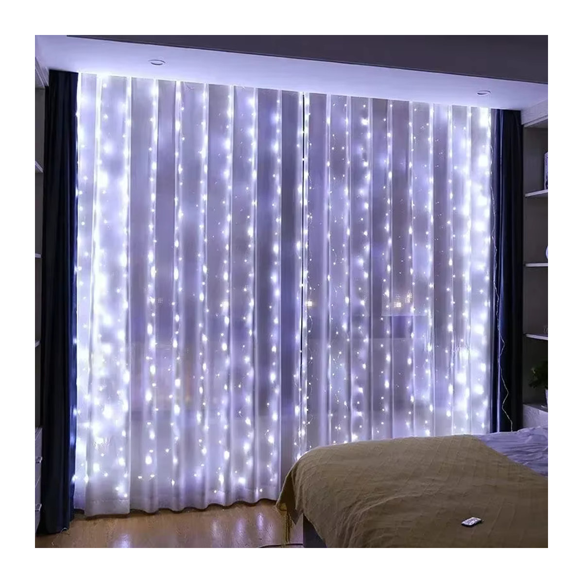 OKAL RED EAST LED-Vorhangleuchten in Gelb mit Fernbedienung und 8 Modi, USB-Feenkette zur Dekoration für Schlafzimmer und Hochzeit, B/H: 3 x 1 m oder 3 x 3 m - Bild 4