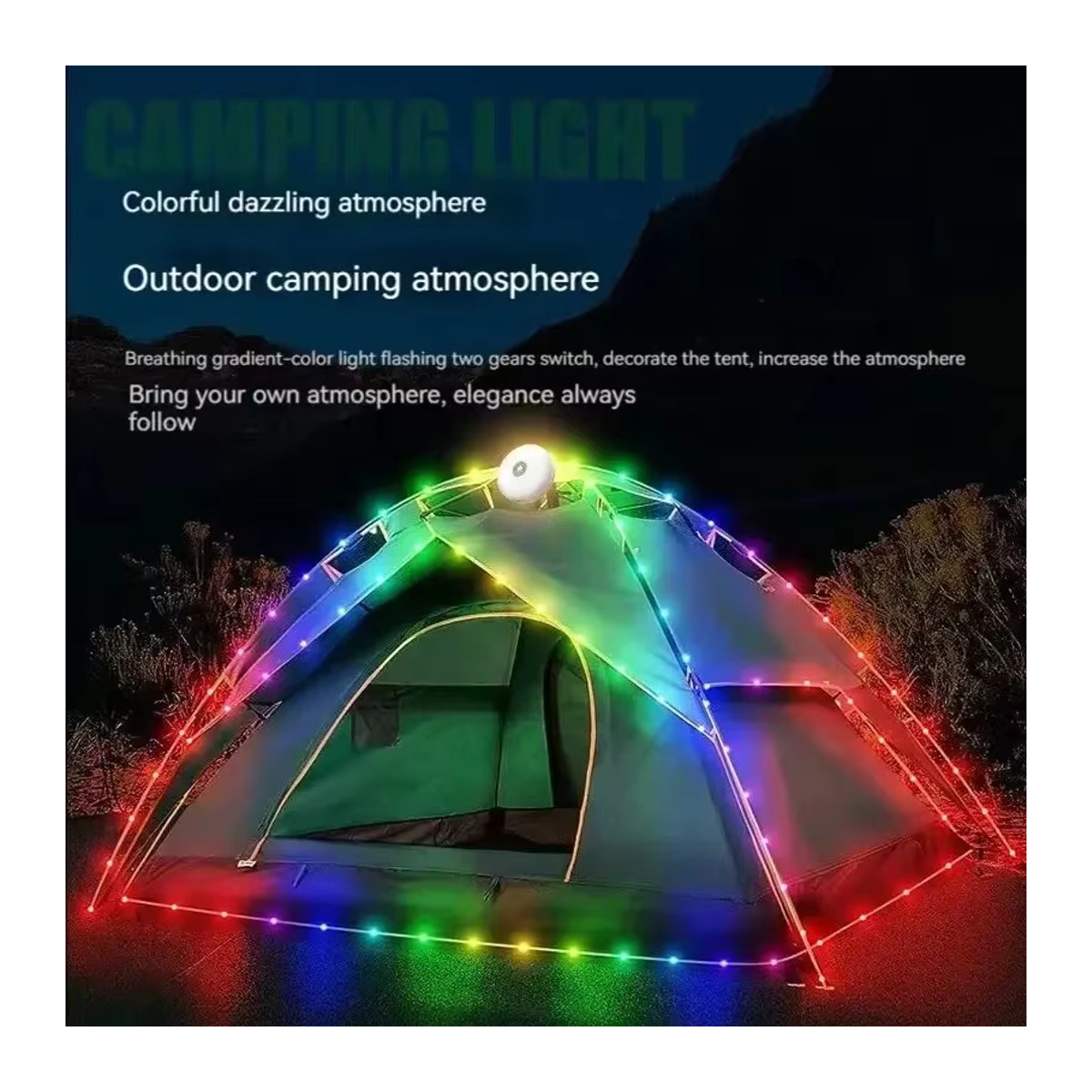 OKAL RED EAST Multifunktionale 4-in-1 Camping-Lichterkette in Weiß, USB wiederaufladbare LED-Taschenlampe mit Magnethaken für Outdoor und Zelt-Dekor - Bild 3