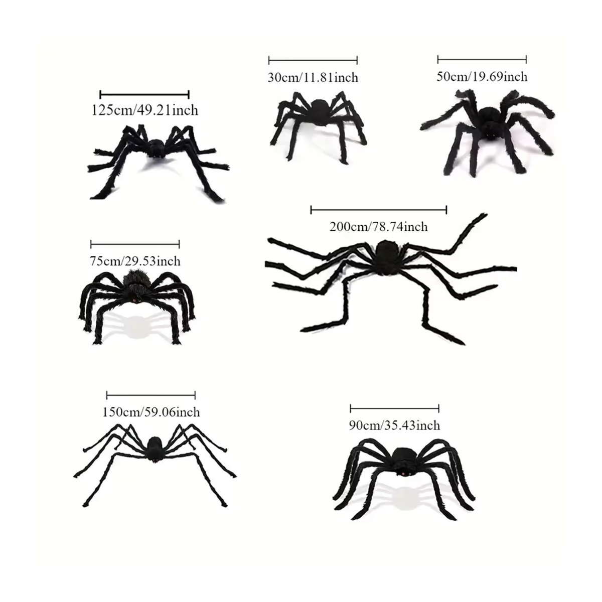 Okumo Gruselige Halloween Spinne in Schwarz für Outdoor Dekoration, Größe: 30 bis 200 cm - Bild 3