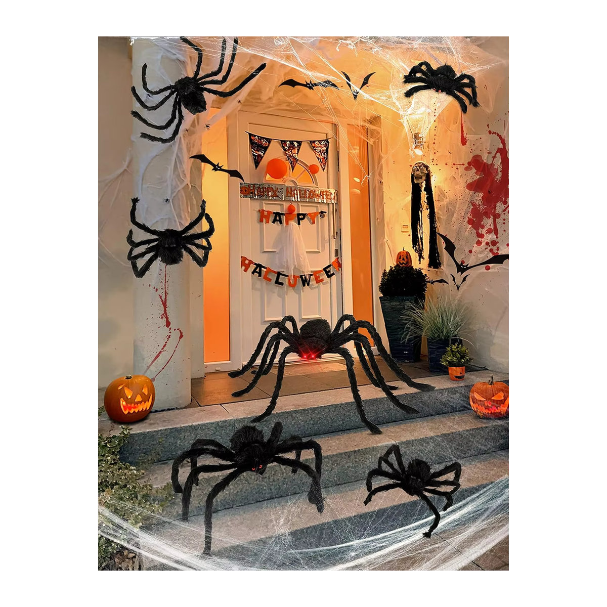 Okumo Gruselige Halloween Spinne in Schwarz für Outdoor Dekoration, Größe: 30 bis 200 cm - Bild 6