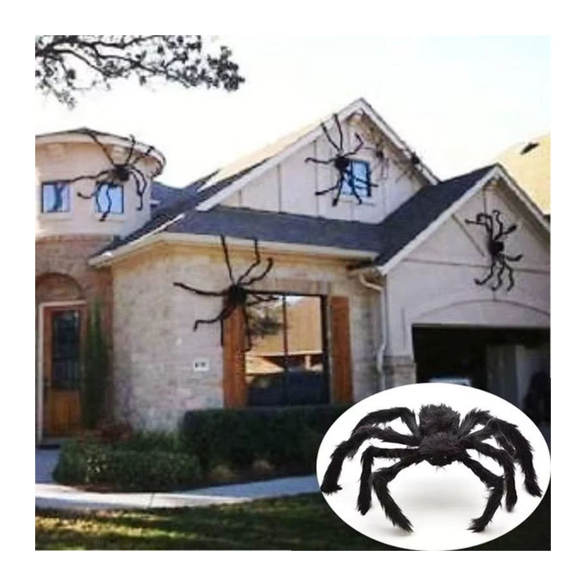 Okumo Halloween Dekoration Schwarze Spinne als realistisches Horror-Requisit für Partys und Außenbereiche - Bild 2