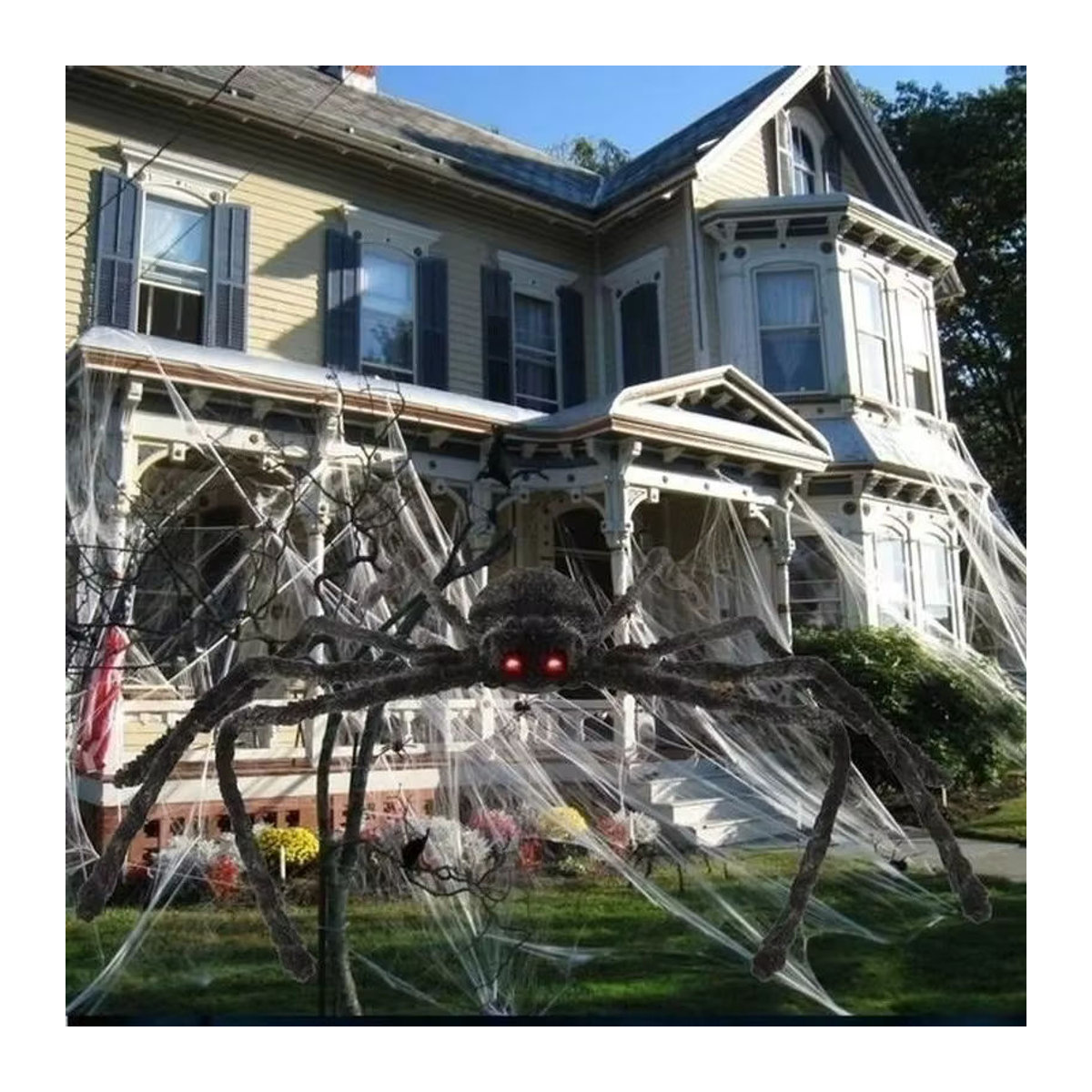 Okumo Halloween Dekoration Schwarze Spinne als realistisches Horror-Requisit für Partys und Außenbereiche - Bild 5