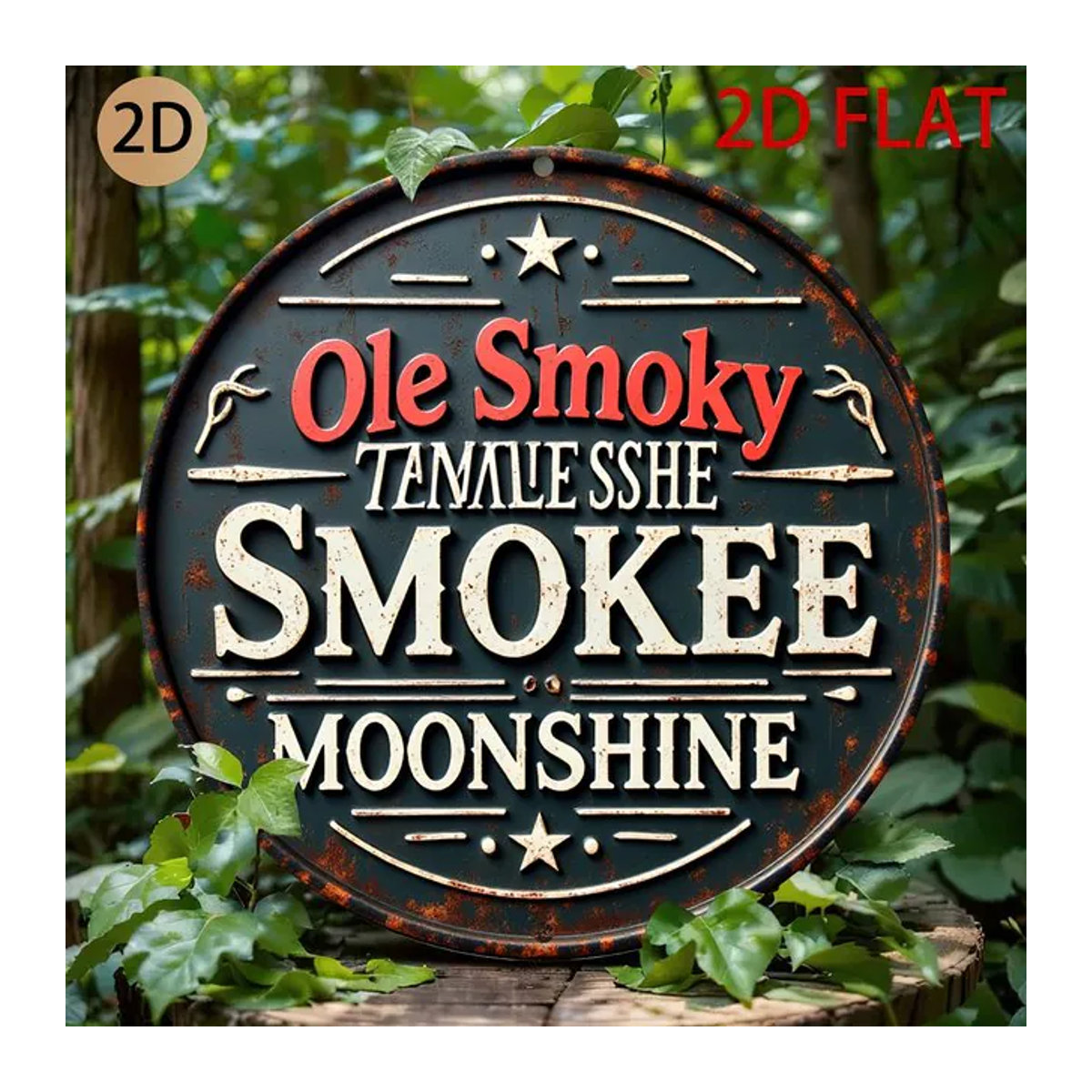 Ole Smoky Tennessee Moonshine Metall-Blechschild Wanddekoration im Vintage-Stil, Schwarz, Durchmesser: 30 cm - Bild 1