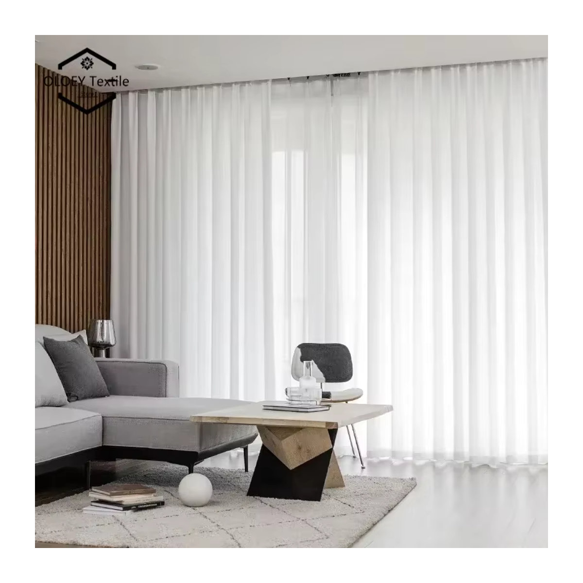 OLOEY Tüll-Vorhang Weiß, superweiche Voile-Gardine für Schlafzimmer und Wohnzimmer zur Fensterdekoration - Bild 2