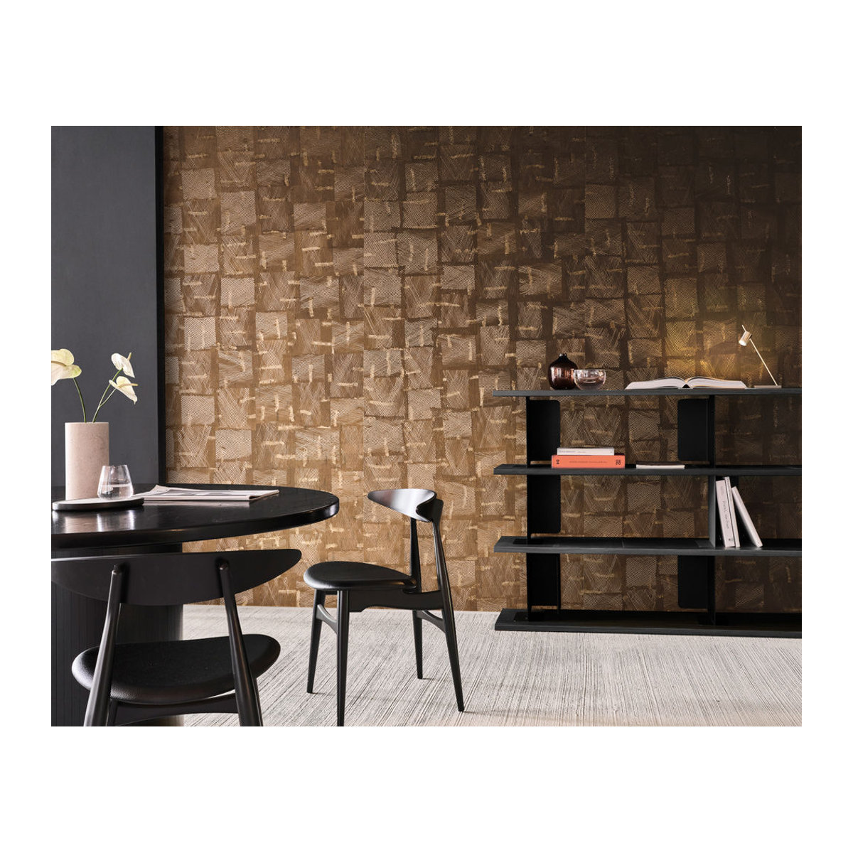 Omexco Tapete Stardust LAN251 in Gold und Braun mit abstraktem geometrischem Design - Bild 1