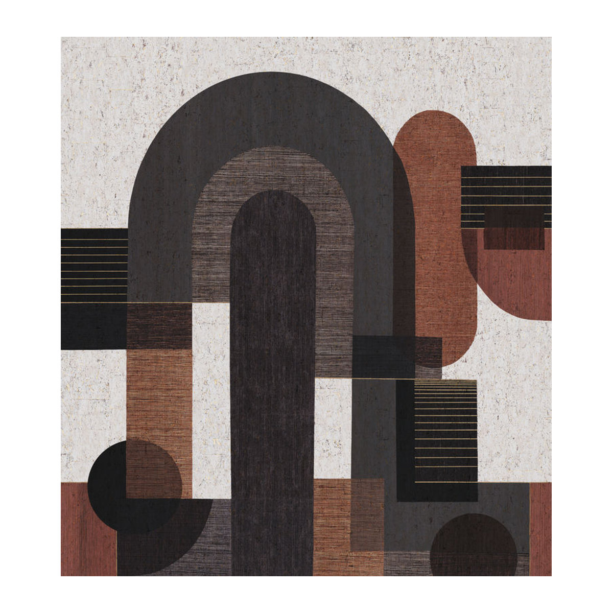 Omexco Wandbild Graphical Play - CAS71 Geometrisches Holz-Dekor in Beige, Creme und Braun - Bild 1