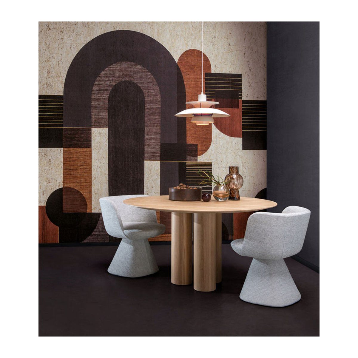 Omexco Wandbild Graphical Play - CAS71 Geometrisches Holz-Dekor in Beige, Creme und Braun - Bild 2