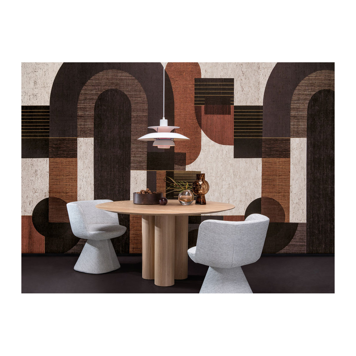 Omexco Wandbild Graphical Play - CAS71 Geometrisches Holz-Dekor in Beige, Creme und Braun - Bild 3