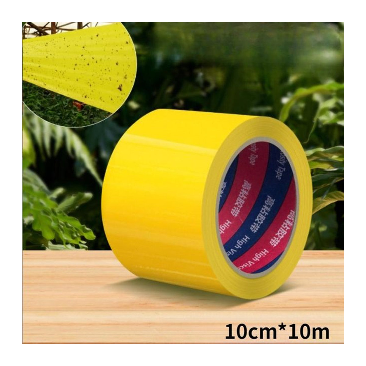 OMG Beauty Gelbe Insekten-Klebeflocken Baum-Banderole als Insektenbarriere und Obstbaum-Schutzrolle für die Gartenschädlingsbekämpfung im Außenbereich, Breite: 10 cm, Länge: 10 m - Bild 1