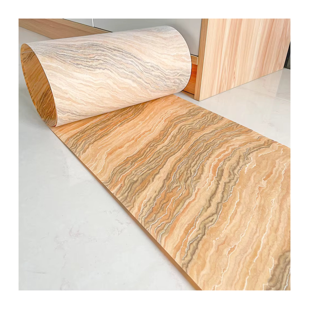 OMUKI Holzfurnier Dekoration in Beige mit Steinmuster für DIY Möbel und Autoinnenräume - Bild 3