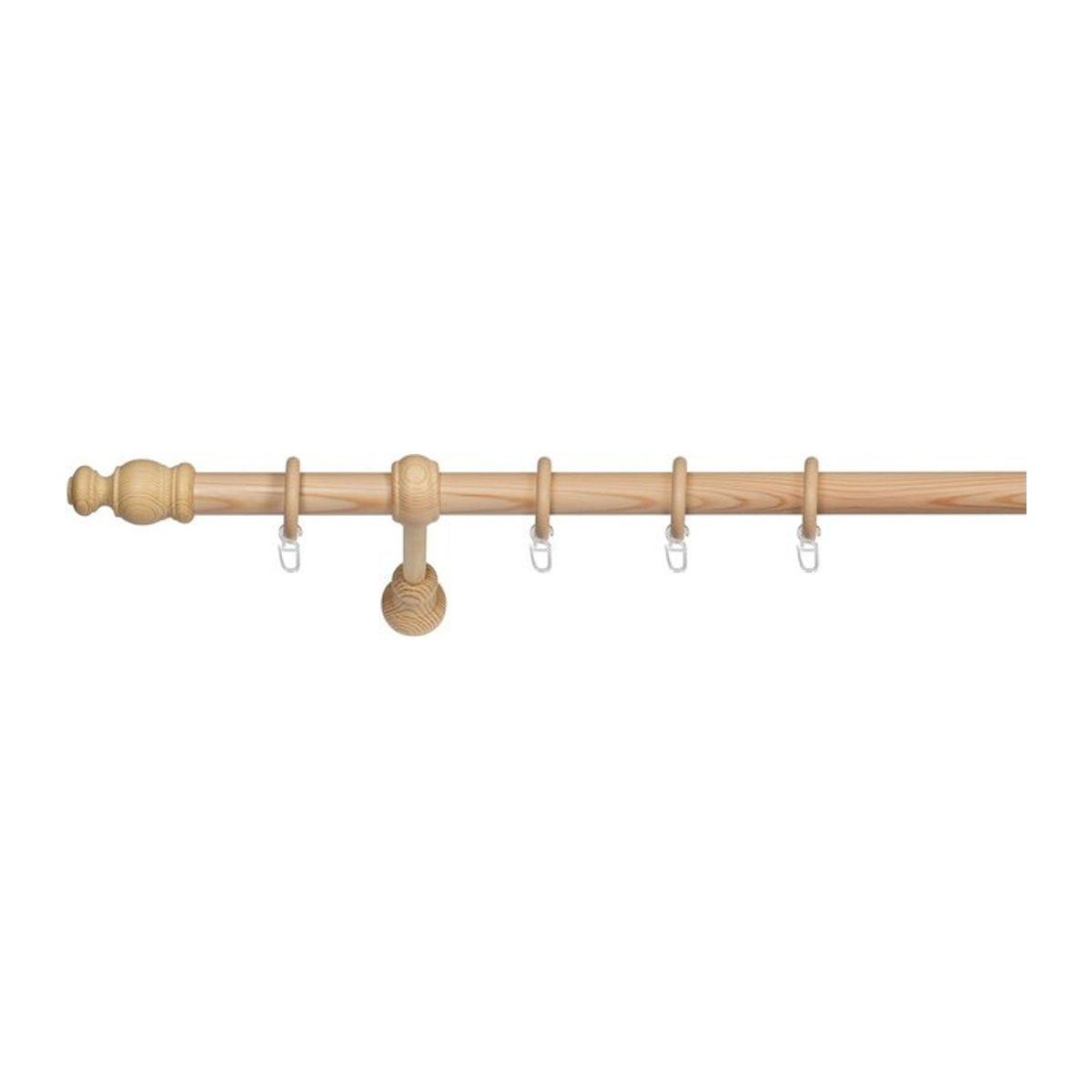 Ondeco Gardinenstange Holz rund in Braun, 1-lauf Komplettgarnitur, Wandmontage, Breite: 160 cm - Bild 1